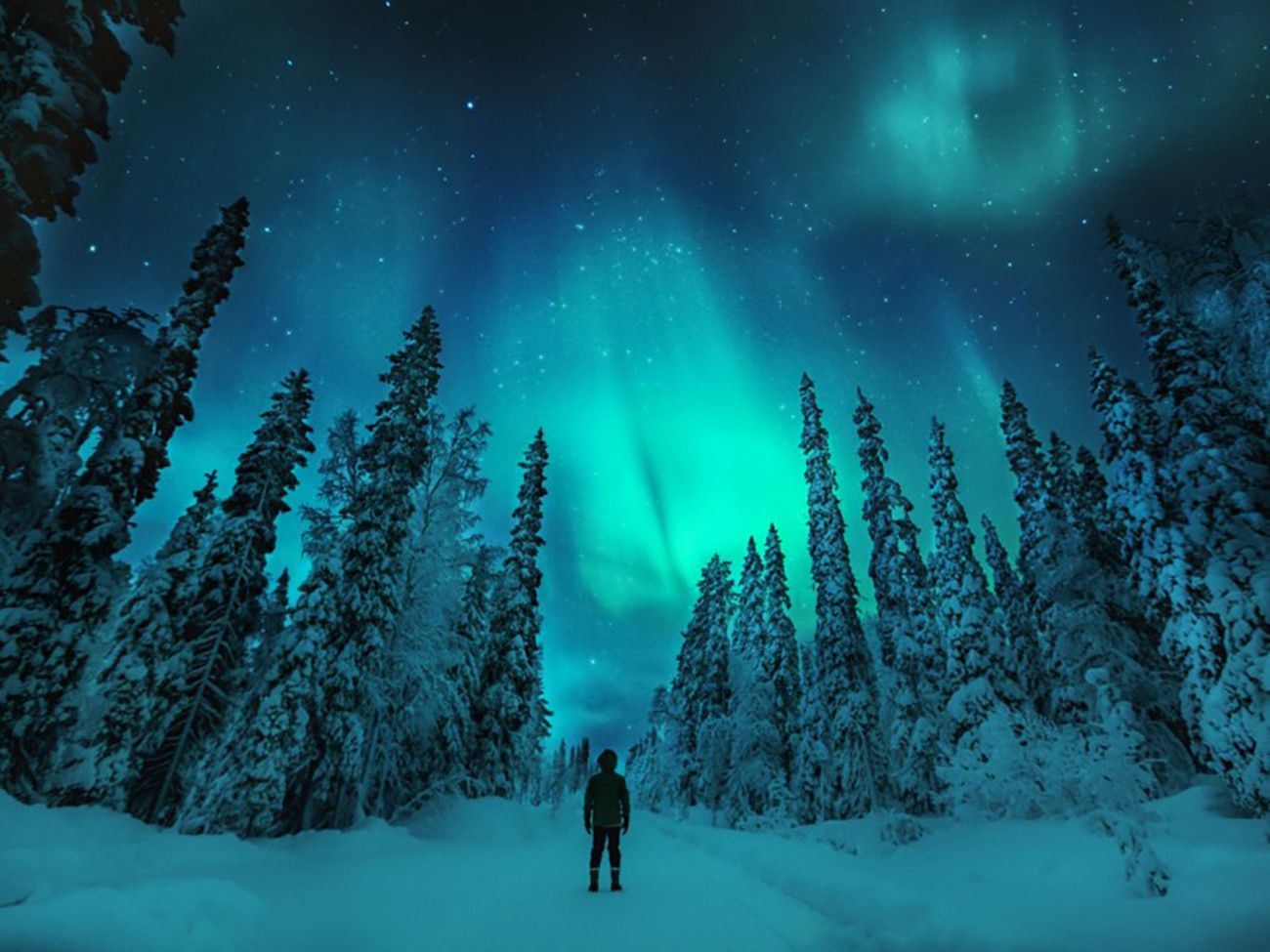 Papai Noel e Aurora Boreal